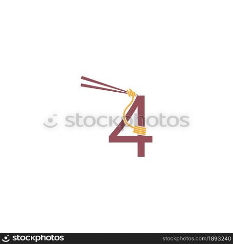 Noodle design wrapped around a Number 4 icon template vector