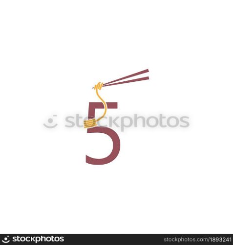 Noodle design wrapped around a Number 5 icon template vector