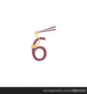 Noodle design wrapped around a Number 6 icon template vector