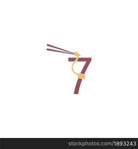 Noodle design wrapped around a Number 7 icon template vector