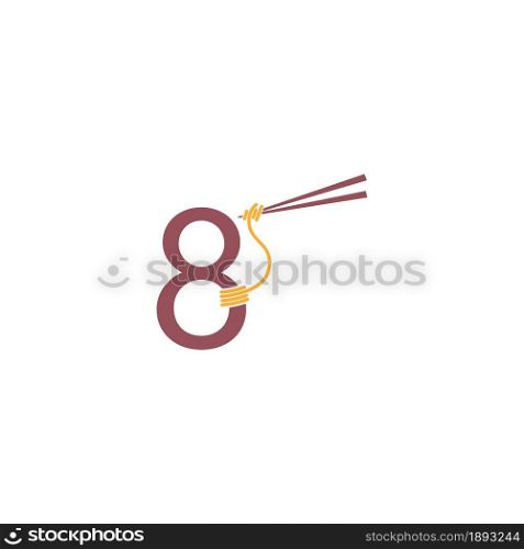 Noodle design wrapped around a Number 8 icon template vector