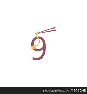 Noodle design wrapped around a Number 9 icon template vector