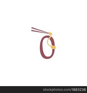 Noodle design wrapped around a Number zero icon template vector