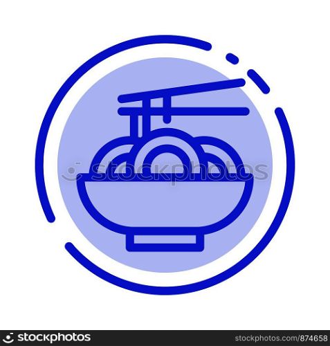 Noodle, Food, China, Chinese Blue Dotted Line Line Icon