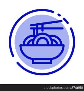 Noodle, Food, China, Chinese Blue Dotted Line Line Icon