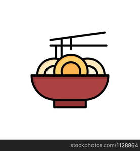 Noodle, Food, China, Chinese Flat Color Icon. Vector icon banner Template