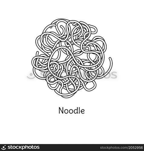 Noodle pasta illustration. Vector doodle sketch. Traditional Italian food. Hand-drawn image for coloring book. Isolated black line icon. Editable stroke.. Noodle pasta illustration. Vector doodle sketch. Traditional Italian food. Hand-drawn image for coloring book. Isolated black line icon. Editable stroke