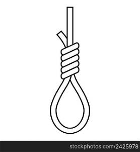 Noose loop for hanging death penalty icon, vector loop execution by hanging, noose gallows