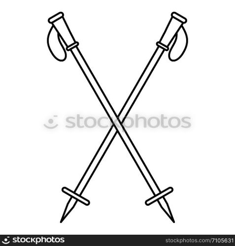 Nord walk sticks icon. Outline illustration of nord walk sticks vector icon for web design isolated on white background. Nord walk sticks icon, outline style