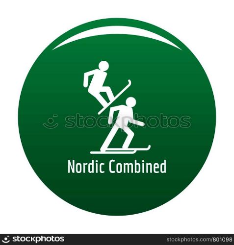 Nordic combined icon. Simple illustration ofnordic combined vector icon for any design green. Nordic combined icon vector green