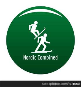 Nordic combined icon. Simple illustration ofnordic combined vector icon for any design green. Nordic combined icon vector green