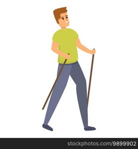 Nordic walking icon. Cartoon of nordic walking vector icon for web design isolated on white background. Nordic walking icon, cartoon style