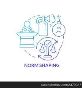 Norm shaping blue gradient concept icon. Conflicts prevention and justice. Community security abstract idea thin line illustration. Isolated outline drawing. Myriad Pro-Bold font used. Norm shaping blue gradient concept icon