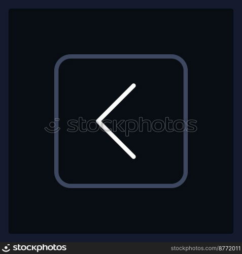 Normal back arrow button UI element template. Editable isolated vector dashboard component. Flat user interface. Visual data presentation. Web design widget for mobile application with dark theme. Normal back arrow button UI element template
