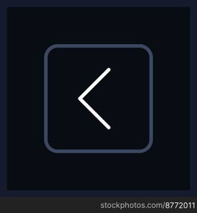 Normal back arrow button UI element template. Editable isolated vector dashboard component. Flat user interface. Visual data presentation. Web design widget for mobile application with dark theme. Normal back arrow button UI element template