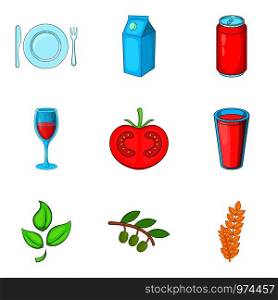 Normal food icons set. Cartoon set of 9 normal food vector icons for web isolated on white background. Normal food icons set, cartoon style