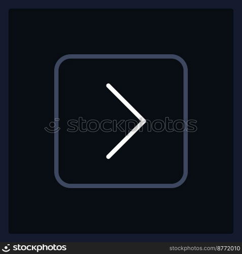 Normal forward arrow UI element template. Editable isolated vector dashboard component. Flat user interface. Visual data presentation. Web design widget for mobile application with dark theme. Normal forward arrow UI element template
