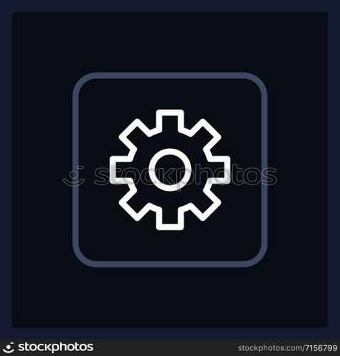 Normal settings button UI element template. Editable isolated vector dashboard component. Flat user interface. Visual data presentation. Web design widget for mobile application with dark theme. Normal settings button UI element template