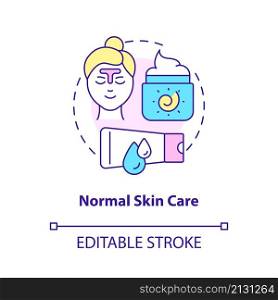 Normal skin care concept icon. Beauty procedures. Cosmetological treatment abstract idea thin line illustration. Isolated outline drawing. Editable stroke. Roboto-Medium, Myriad Pro-Bold fonts used. Normal skin care concept icon