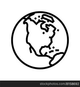 north america earth planet map line icon vector. north america earth planet map sign. isolated contour symbol black illustration. north america earth planet map line icon vector illustration