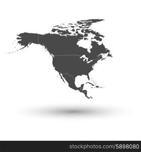 North america map with shadow background vector illustration. North america map background vector