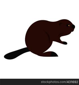 North American beaver icon flat isolated on white background vector illustration. North American beaver icon isolated