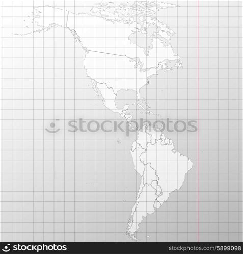 North and South America map in cage on a white background. North and South America map background