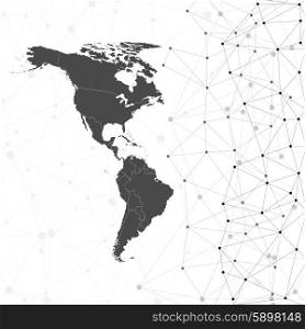 North and South America map vector illustration, background for communication