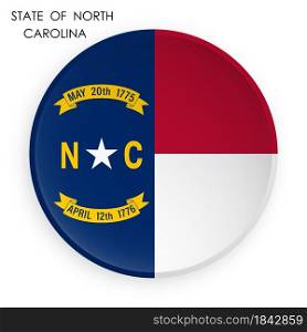 North Carolina flag icon in modern neomorphism style. Button for mobile application or web. Vector on white background