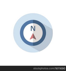 North direction. Flat color icon on a circle. Weather vector illustration