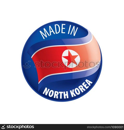North Korea national flag, vector illustration on a white background. North Korea flag, vector illustration on a white background