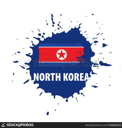 North Korea national flag, vector illustration on a white background. North Korea flag, vector illustration on a white background