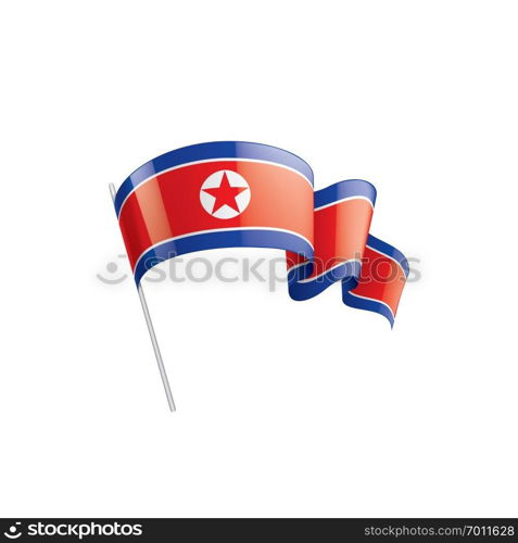 North Korea national flag, vector illustration on a white background. North Korea flag, vector illustration on a white background