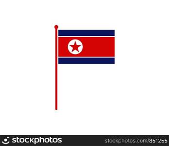 north korean flag icon logo vector illustration
