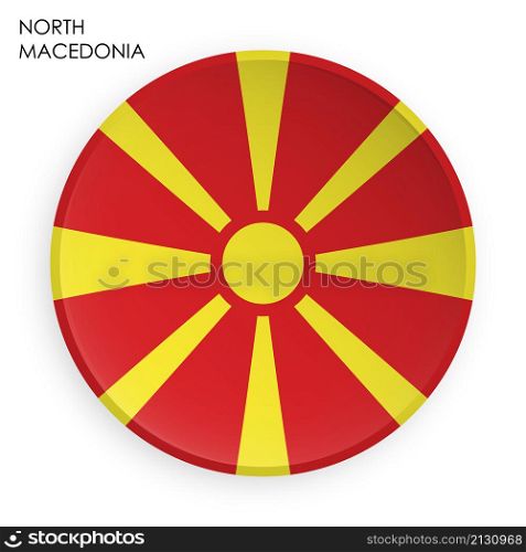 NORTH MACEDONIA flag icon in modern neomorphism style. Button for mobile application or web. Vector on white background