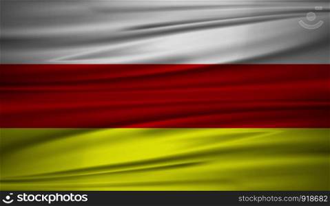 North Ossetia flag vector. Vector flag of North Ossetia blowig in the wind. EPS 10.