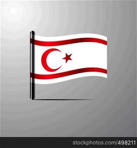 Northern Cyprus waving Shiny Flag design vector
