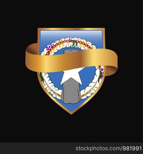 Northern Mariana Islands flag Golden badge design vector