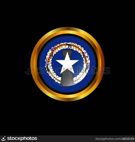 Northern Mariana Islands flag Golden button