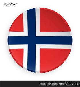 NORWAY flag icon in modern neomorphism style. Button for mobile application or web. Vector on white background