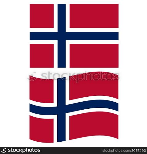 Norway Flag on white background. Waving flag of Norway state. flat style.