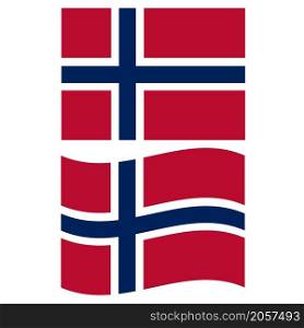 Norway Flag on white background. Waving flag of Norway state. flat style.