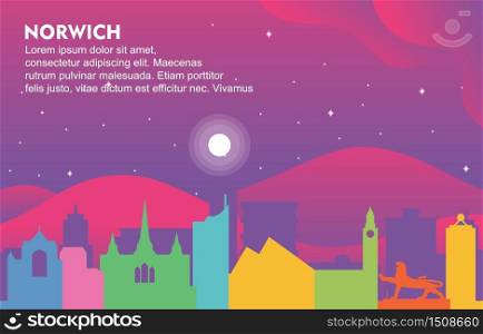Norwich City Building Cityscape Skyline Dynamic Background Illustration