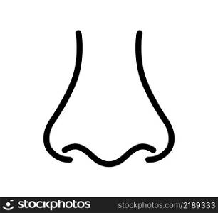 Nose icon. Nose front view. Human organ of smell icon. Vector illustration in line style on white background. Editable stroke.. Nose icon. Nose front view. Human organ of smell icon. Vector illustration in line style on white background. Editable stroke