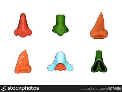 Nose icon set. Cartoon set of nose vector icons for web design isolated on white background. Nose icon set, cartoon style
