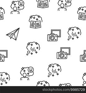 Nostalgia And Memory Vector Seamless Pattern Thin Line Illustration. Nostalgia And Memory Vector Seamless Pattern