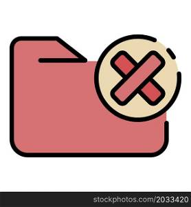 Not protected folder icon. Outline not protected folder vector icon color flat isolated. Not protected folder icon color outline vector