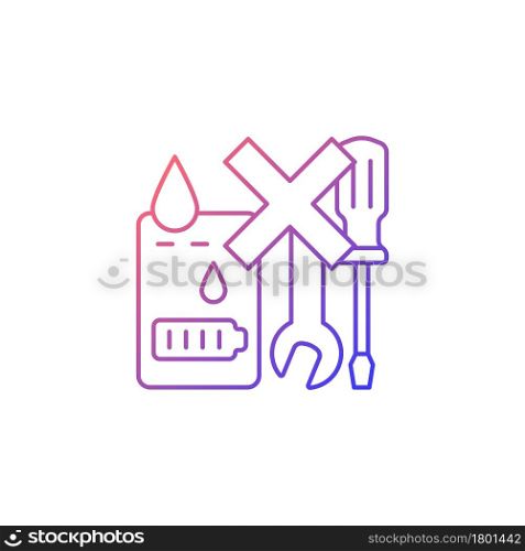 Not serviceable if exposed to liquids gradient linear vector manual label icon. Thin line color symbol. Modern style pictogram. Vector isolated outline drawing for product use instructions. Not serviceable if exposed to liquids gradient linear vector manual label icon