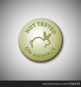 Not tested on animals, vector round banner, vegan product