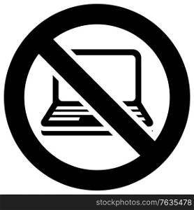 Not use Laptop forbidden sign, modern round sticker